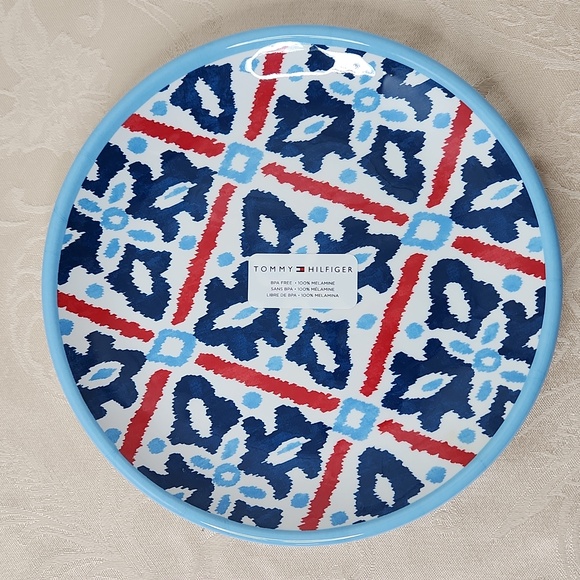 Tommy Hilfiger melamine plate set of 4 dinner and salad plate red white blue - Picture 5 of 14